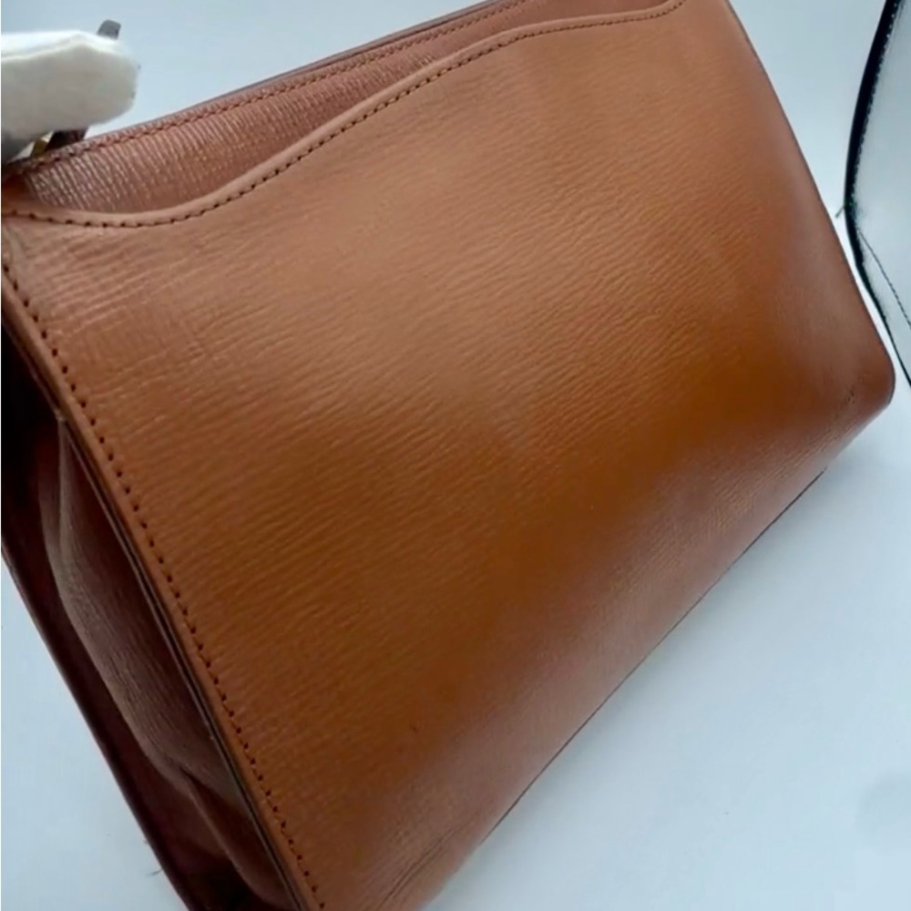 BURBERRY’S Brown Leather Men's Wristlet / Clutch Toiletry or Business Supply Bag - Picture 5 of 10